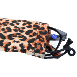Ausgefallene Fertiglesebrille SAFARI mit Bügeln im Animal-Print und Federscharnier in Leopard - Orange + 2,50 dpt