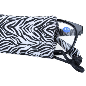 Ausgefallene Fertiglesebrille SAFARI mit Bügeln im Animal-Print und Federscharnier in Zebra - Schwarz + 3,00 dpt