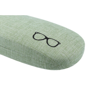 Schickes Hartschalen-Etui LINEN mit angesagtem Leinen-Bezug und Brillen-Motiv in Grün