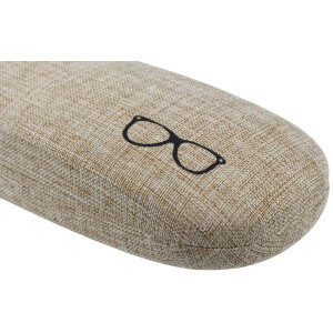Schickes Hartschalen-Etui LINEN mit angesagtem Leinen-Bezug und Brillen-Motiv in Braun
