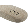 Schickes Hartschalen-Etui LINEN mit angesagtem Leinen-Bezug und Brillen-Motiv in Braun