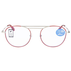 Schicke, rote Metall-Lesebrille mit Blaulichtfilter...