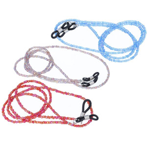 Angesagte Glasperlen-Brillenkette mit Gummischlaufe und Stopper in Perlmutt