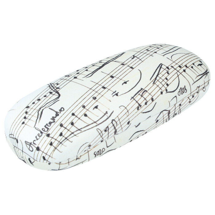 bezauberndes Hartschalen-Etui "Noten" mit weichem Microfaserbezug und Tuch