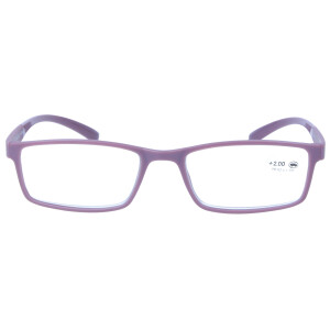 Dezente Fertiglesebrille / -hilfe FILIGRAN aus mattem Kunststoff mit farblich passendem Stecketui in Pflaume + 1,50 dpt