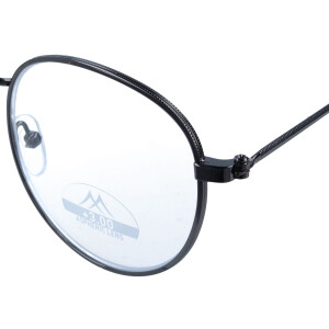 Moderne Lesebrille / -hilfe LOKI aus Metall in angesagter Pantoform inkl. Stecketui in Schwarz/Gun + 2,50 dpt