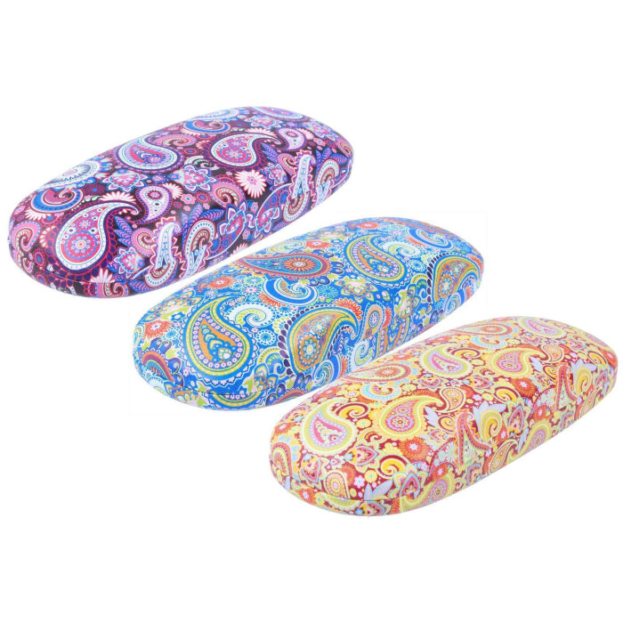 Buntes Hartschalen-Etui SHIVA mit schickem Paisley-Muster und passendem Microfasertuch