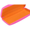 Brillenetui mit Metallscharnier und besticktem Schriftzug "CANVAS" in Pink - Orange