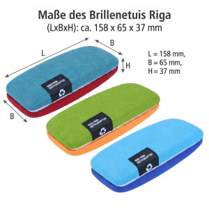 Schickes Brillenetui RIGA  mit Metallscharnier und einem zwei-farbigen Filzbezug aus recycelten PET-Flaschen in Orange-Grün