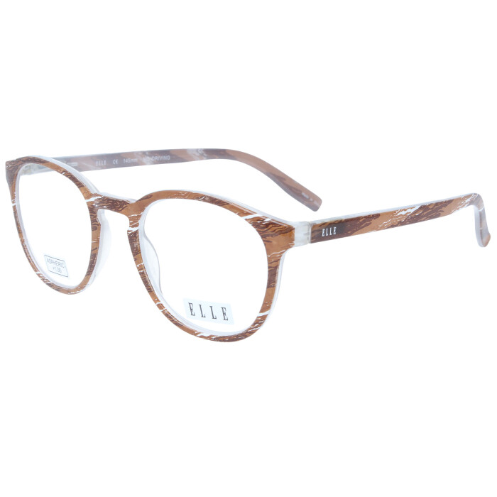 Elegante ELLE Lesebrille EL15933 aus hochglänzendem Kunststoff mit schickem Muster und hochwertigem Federscharnier in Braun + 2,50 dpt