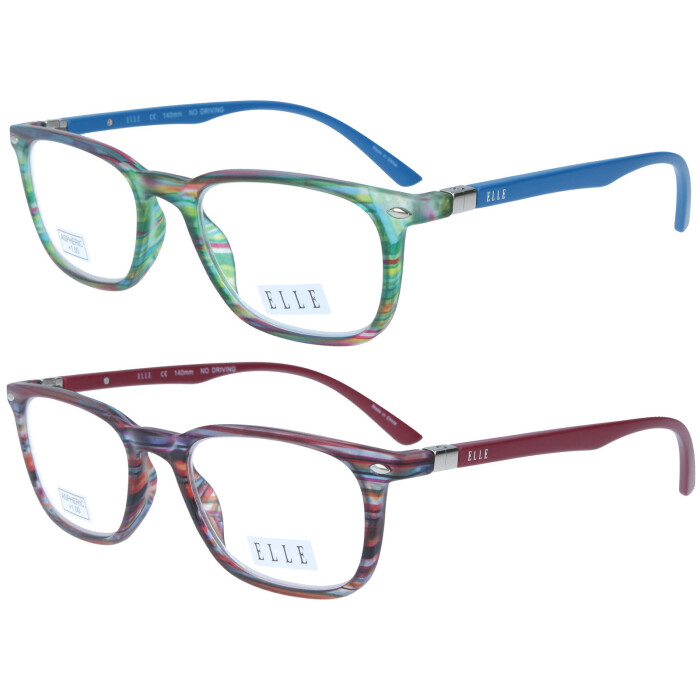Elegante ELLE Lesebrille EL15937 aus mattem Kunststoff mit gestreiftem Design und Federscharnier