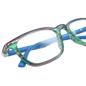 Elegante ELLE Lesebrille EL15937 aus mattem Kunststoff mit gestreiftem Design und Federscharnier in Blau + 1,00 dpt