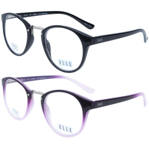 Ausgefallene ELLE Lesebrille EL15930 aus hochglänzendem Kunststoff mit Federscharnier in Schwarz + 1,50 dpt