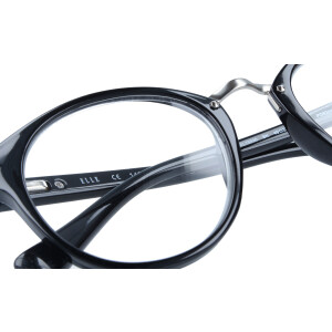 Ausgefallene ELLE Lesebrille EL15930 aus hochglänzendem Kunststoff mit Federscharnier in Schwarz + 2,50 dpt