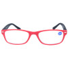 Matte Fertiglesebrille FEELING aus hochwertigem Kunststoff mit Federscharnier in Rot-Schwarz + 2,00 dpt