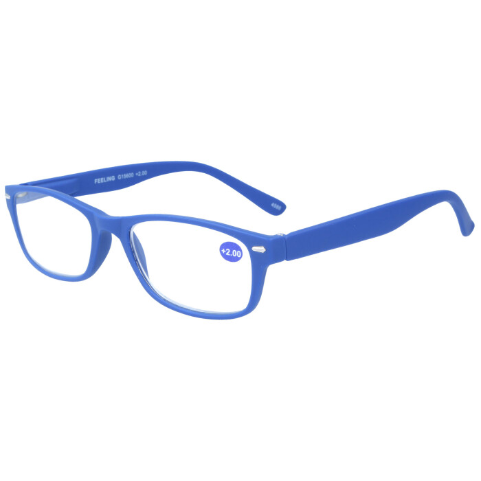 Matte Fertiglesebrille FEELING aus hochwertigem Kunststoff mit Federscharnier in Blau + 3,00 dpt