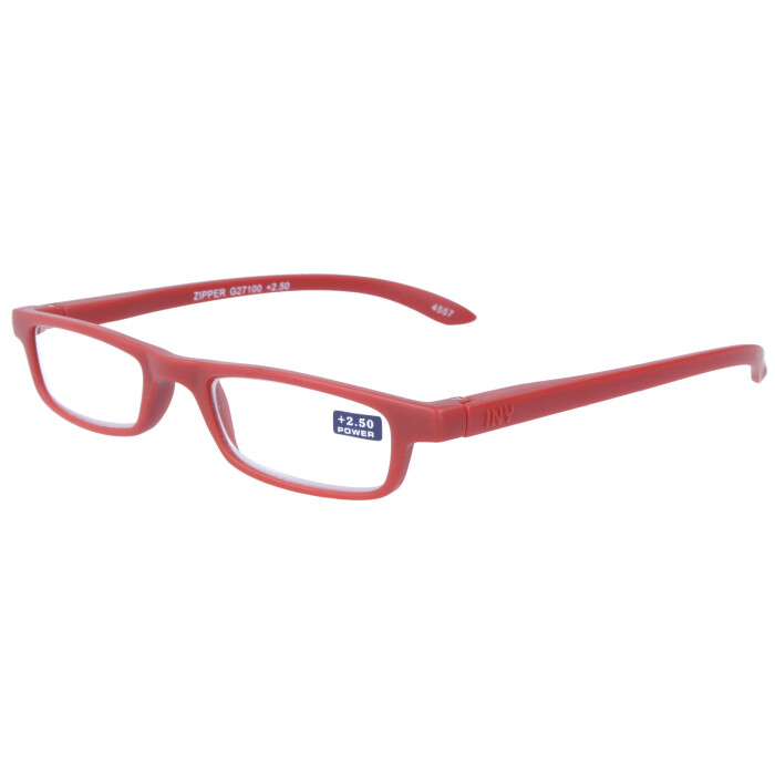 Klassische Kunststoff-Fertiglesebrille ZIPPER mit Federscharnier und passendem Etui +1,50dpt