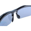Praktische Überbrille / Sonnenbrille im sportlichen Design mit verstellbaren Nasenpads und Polarisation in Schwarz mit Etui in Leinenoptik