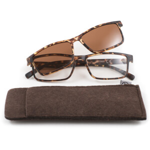 Zeitlose Kunststoff-Lesebrille ECKIG in klassischer schicker Form inkl. magnetischem Sonnenclip