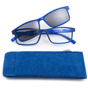 Zeitlose Kunststoff-Lesebrille ECKIG in klassischer schicker Form inkl. magnetischem Sonnenclip