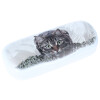 Schönes Hartschalenetui aus Alu in Weiß mit niedlichem Tier-Motiv - Katze inkl. passendem Microfasertuch