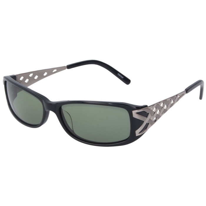 Auffällige Sonnenbrille VISTAN in Schwarz mit grüner Tönung und glänzenden Bügeln