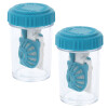 2x Antibakterieller Kontaktlinsenbehälter mit Körbchen für weiche Kontaktlinsen in Blau - Weiß