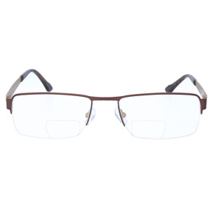 Elegante Nylor-Bifokalbrille "ROBERT" aus robustem Metall mit Federscharnier und individueller Stärke