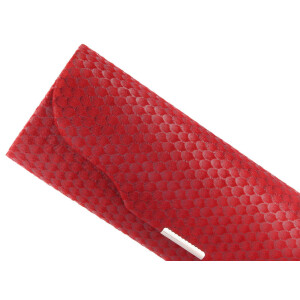 Auffälliges Brillenetui "Nice" aus echtem Leder mit Druckknopfverschluss in Rot Wildleder