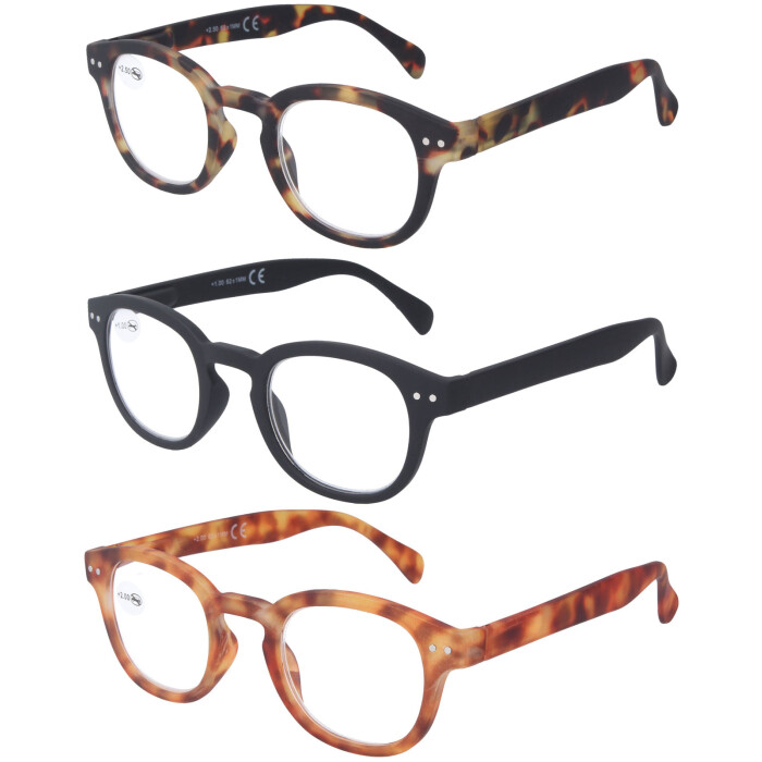 Auffällige Fertiglesebrille /-hilfe aus Kunststoff mit Federscharnier  inkl. Einstecketui