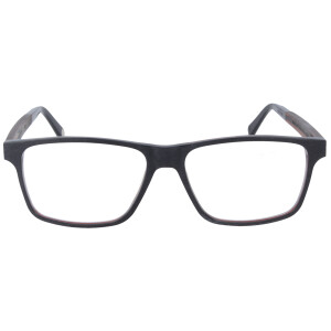 Einstoffen Kunststoff-Brillenfassung "Bierbrauer" in Matt-Schwarz / Braun 54/15 mit Federscharnier