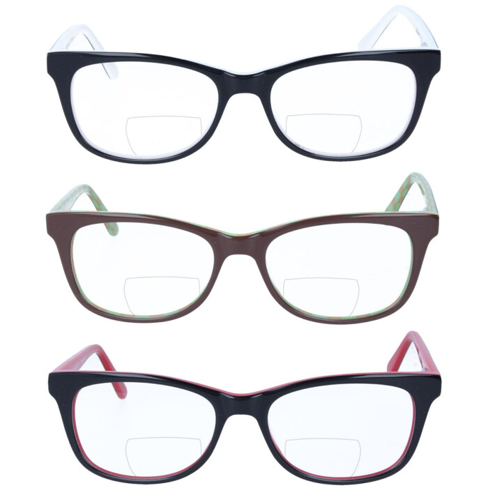 Schicke Kunststoff-Bifokalbrille SILVIE in eleganter Form mit Federscharnier und individueller Stärke