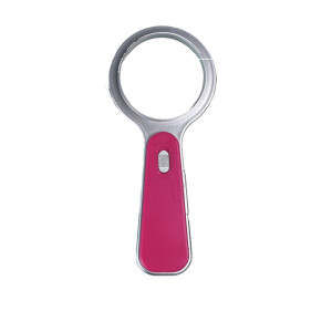 Lupenglas / Leuchtlupe B-WARE mit LED Leuchte in Pink