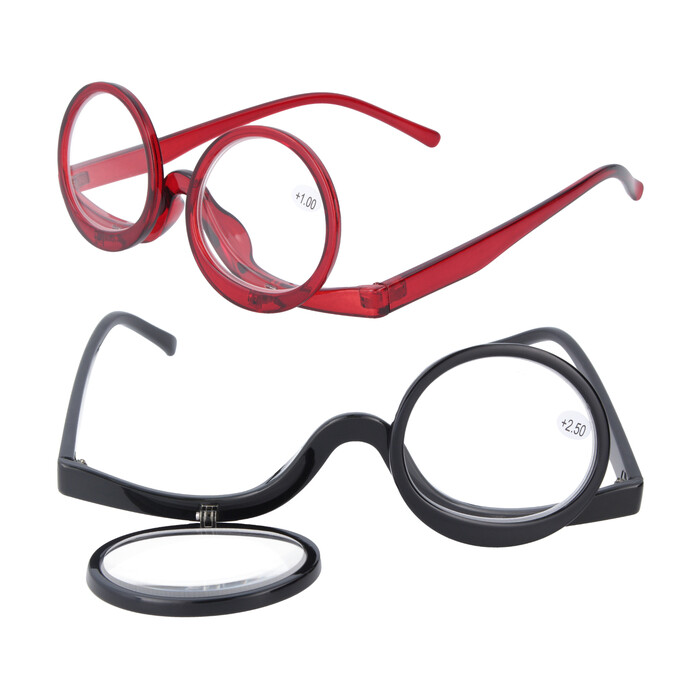 Schminkbrille / Schminkhilfe aus Kunststoff mit 2 beweglichen Gläsern in verschiedenen Stärken