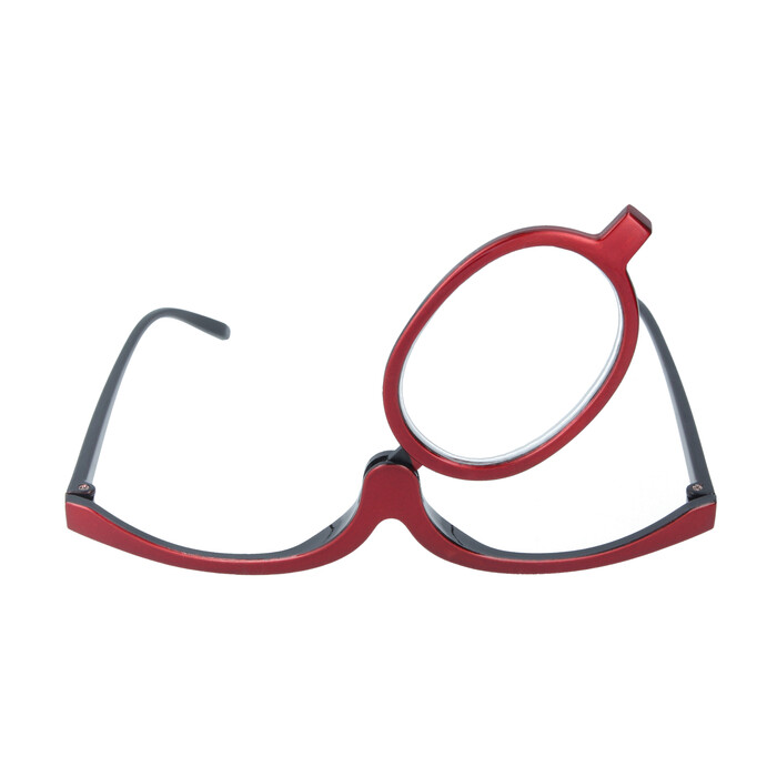 Schwenkbare Schminkbrille / Schminkhilfe aus Kunststoff in verschiedenen Stärken Rot +2,50 dpt