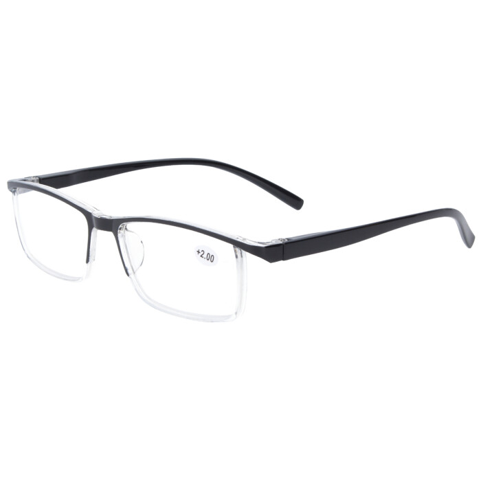 Moderne Kunststoff - Lesebrille/- hilfe SÖREN Schwarz / Transparent in verschiedenen Stärken + 2,50 dpt