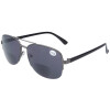 Moderne Nylor Bifokal - Sonnenbrille ULLI (mit Leseteil / Nahteil) in verschiedenen Stärken Silber / Gun +1,50 dpt