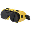 Schutzbrille / Schweißerbrille Schutzstufe 5 in Gelb / Schwarz mit elastischem Kopfband