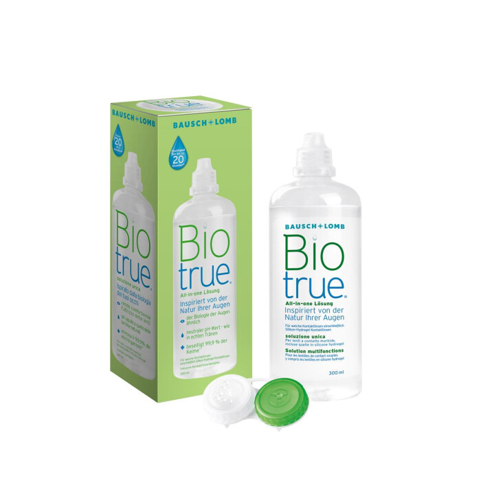 Bausch und Lomb Kontaktlinsenreiniger Biotrue, verträgliche Kontaktlinsenpflege für Silikon Hydrogel Linsen 1 x 300 ml