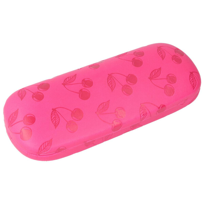 Fröhliches Brillenetui "Elba Joy Fruity" mit Kirschen - Motiv in einem knalligen Pink
