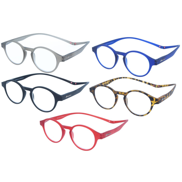 Lesebrille MR60 mit Magnetbügelenden und transparentem Stecketui in individueller Stärke