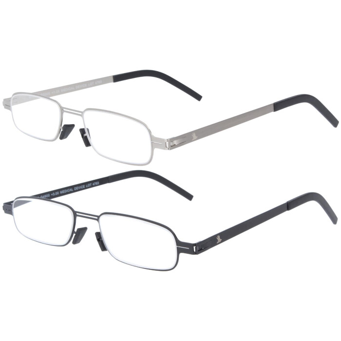 Hochwertige Lesebrille / Lesehilfe 8 MM aus Edelstahl inkl.  flaches Lederetui