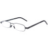 Hochwertige Lesebrille / Lesehilfe 8 MM aus Edelstahl inkl.  flaches Lederetui Schwarz - Matt + 3,00 dpt
