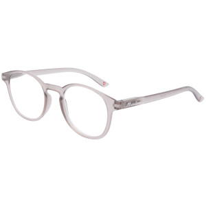Extra flache Lesebrille MR52 aus Kunststoff mit Federscharnier und Etui in Beige + 3,00 dpt