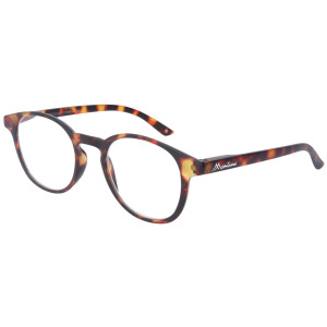 Extra flache Lesebrille MR52 aus Kunststoff mit Federscharnier und Etui in Havanna + 1,00 dpt