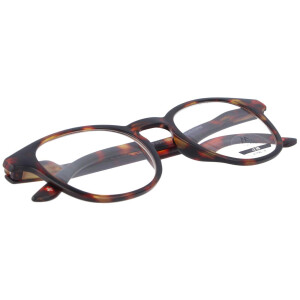 Extra flache Lesebrille MR52 aus Kunststoff mit Federscharnier und Etui in Havanna + 1,00 dpt