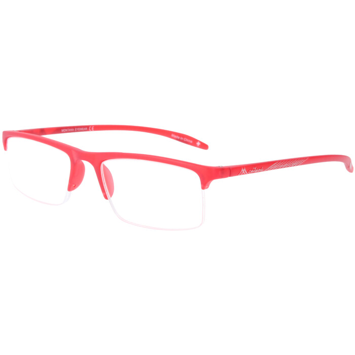 Klassische Lesebrille MR81 aus Kunststoff mit Federscharnier und Etui in Rot + 2,00 dpt