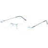 Klassische Randlos - Lesebrille OR17 aus Metall mit Etui in Blau + 3,00 dpt