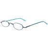 Schlichte, schmale Metall - Lesebrille OR5 mit Federscharnier in Blau + 1,50 dpt