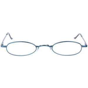 Schlichte, schmale Metall - Lesebrille OR5 mit Federscharnier in Blau + 2,00 dpt